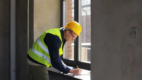 Male-Builder-with-Ruler-Measuring-Window.construction-business-and-building-concept-male-builder-with-ruler-and-clipboard-measuring-window