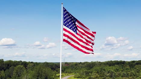 Close-Up-View-of-American-Flag-Waving-in-the-Wind