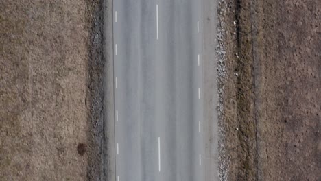 Top-down-drone-shot-of-empty-Swedish-interstate