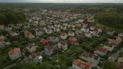 Aerial-view-residential-area-of-Bromma,-Sweden