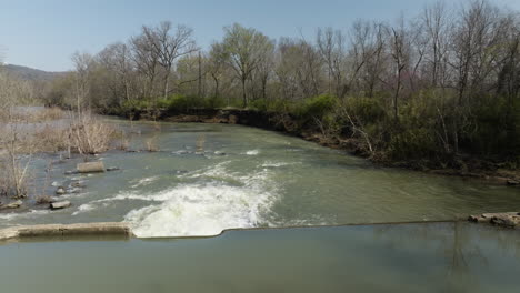 Slow-rotating-shot-overhead-a-small-dam-downstream-from-West-Fork-White-River-Pump-Station