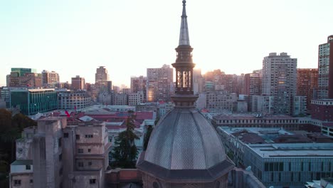 Rotating-shot-around-the-dome-of-the-Santiago-Metropolitan-Cathedral-with-the-skyline-behind