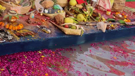 offerings-during-holy-rituals-at-festival-from-different-angle-video-is-taken-on-the-occasions-of-chhath-festival-which-is-used-to-celebrate-in-north-india-on-Oct-28-2022