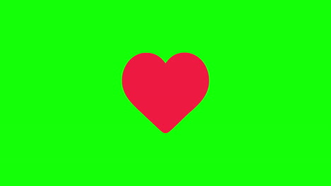 Weiß-Umrandete-Herzsymbol-Transformationsanimation-In-Rot-Gefülltes-Herz,-Post-Wie-Auf-Instagram,-Grüner-Bildschirmhintergrund