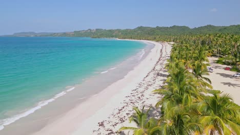 Drone-view-of-Rincon-beach-In-Las-Galeras,-Samana,-Dominican-Republic