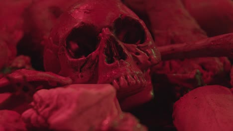 Human-skull,-capture-made-during-making-an-music-video-for-a-rock-band,-massacre-and-horror-video-concept