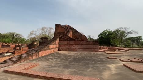 Weitwinkelaufnahme-Der-Ruinen-Der-Nalanda-Universität-Bihar,-Indien