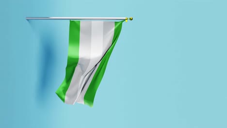 The-Green-Gray-Sexual-flag-on-a-pole-with-wind-animation-video-4K-in-a-blue-background