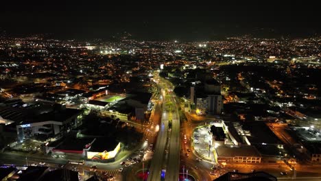 The-Zapote-district-in-San-José,-Costa-Rica,-at-night