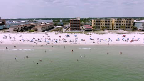 Gulf-Shores,-Alabama-skyline-and-beach-with-drone-video-stable