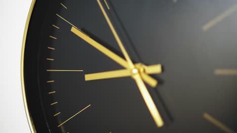Close-up-timelapse-of-analog-modern-wall-clock-with-fast-clock-dials