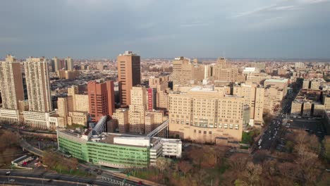 Warm-golden-hour-aerial-of-New-York's-Columbia-Medical-Center