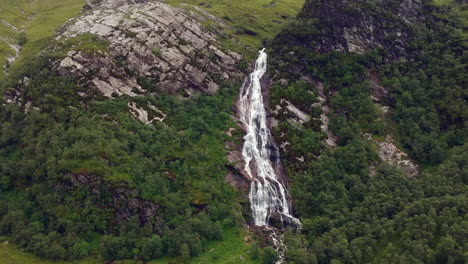 Steall-Waterfall-drone-shot-on-a-cloudy-moody-day