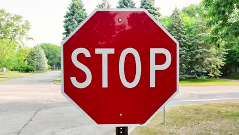 Close-up-of-an-American-Stop-Sign-in-bright-red