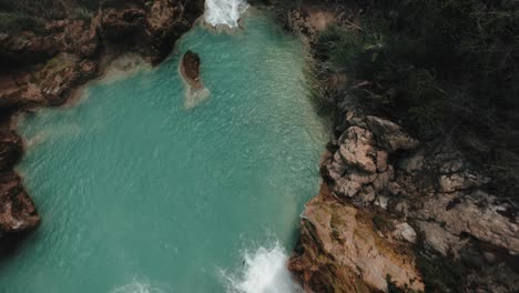 Scenic-Landscape-Of-Chiflon-Waterfall-In-Chiapas,-Mexico---aerial-drone-shot