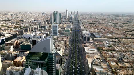 Long-and-slow-drone-shot-flying-over-new-modern-city-in-Saudi-Arabia