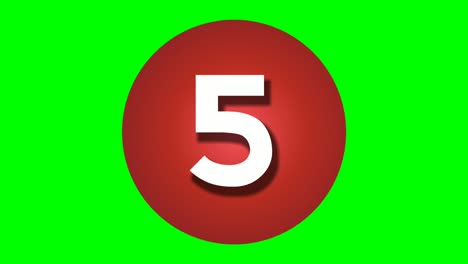 Animation-Countdown-cartoon-number-ten-10-to-one-1-motion-graphics-on-green-screen,-numbers-in-red-circle-border