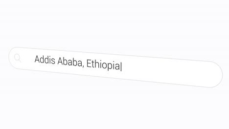 Escribiendo-Addis-Abeba,-Etiopía-En-La-Barra-De-Búsqueda
