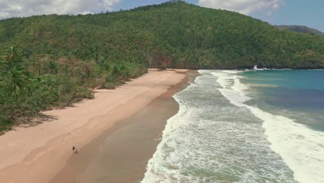 Long-stretch-of-white-sand-on-Playa-El-Valle,-Dominican-Republic