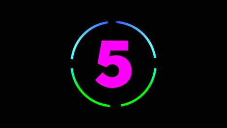 Neon-light-countdown-numbers-animation-from-number-ten-10-to-one-1,glowing-and-shining-in-rotating-circle-border-on-black-background-video-elements