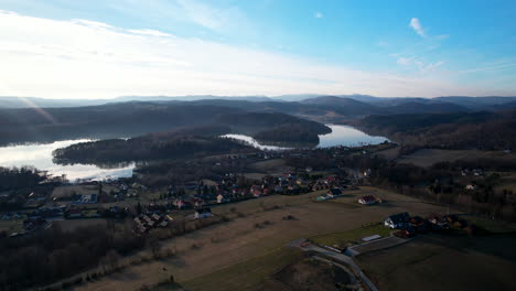 Aerial-forward-view-of-Polanczyk-park-in-a-sunny-day