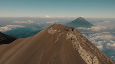 Fuego-volcano-crater-and-Agua-volcano-in-Guatemala