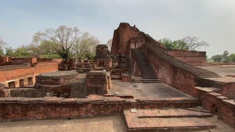 The-ruins-of-Nalanda-Maha-Vihara,-Nalanda-University-Excavated-Site,-India