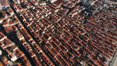 Aerial-View-City-of-Nazare-and-beach,-Portugal