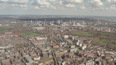 High-aerial-slider-shot-over-Stratford-East-London