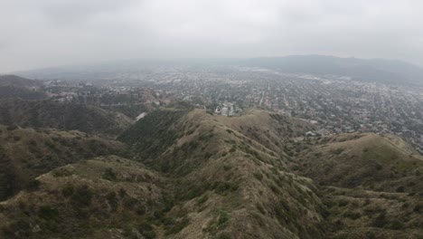 Foggy-mountains-with-Glendale,-CA-in-the-background