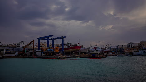 Blick-über-Die-Werften-Und-Den-Hafen-Von-Marsaxlokk-Auf-Der-Insel-Malta