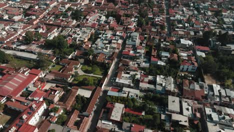 Town-San-Cristobal-De-Las-Casas-In-Chiapas,-Mexico---Aerial-Drone-Shot