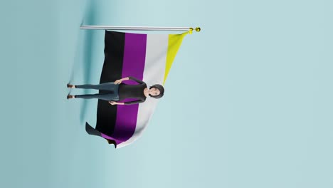 Vertikales-3D-Video-Der-Nicht-binären-Pride-Flagge-Isoliert-Vor-Weißem-Hintergrund