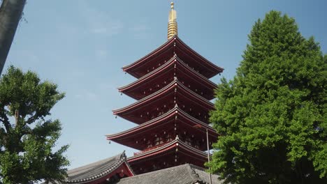 Fünfstöckige-Pagode-Im-Sensoji-Asakusa-Tempel-Tagsüber-In-Tokio,-Japan