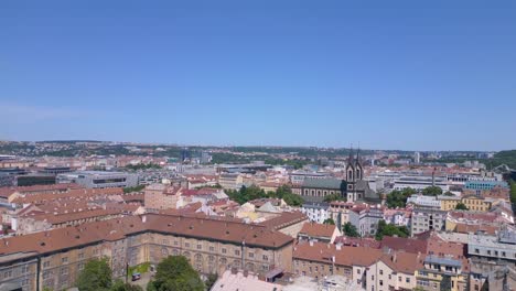 Stunning-aerial-top-view-flight-prague-downtown-city-czech-republic-in-Europe,-summer-of-2023