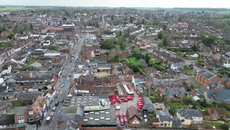 Streets-and-roads-Saffron-Walden-market-town-in-Essex-UK-drone-Aerial-Footage