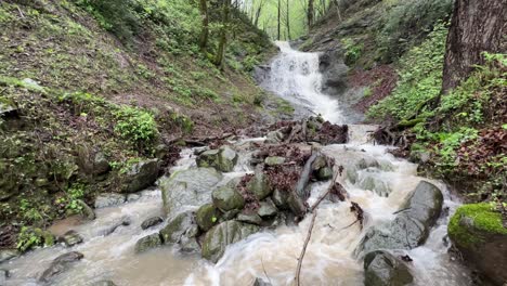 Beautiful-nature-river-water-stream-from-waterfall-after-heavy-rain-in-highland-of-Iran-northern-forest-in-Gilan-adventure-tour-love-environment-tourism-activity-and-sustainable-travel-in-local-rural