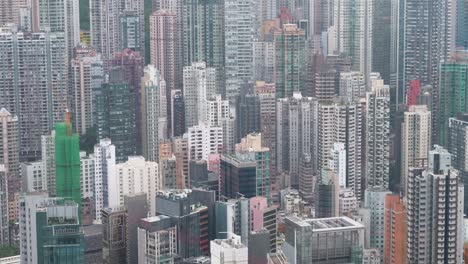 Bird's-eye-view-of-skyscraper-apartments-and-office-buildings-at-one-of-the-most-densely-populated-places-in-the-world