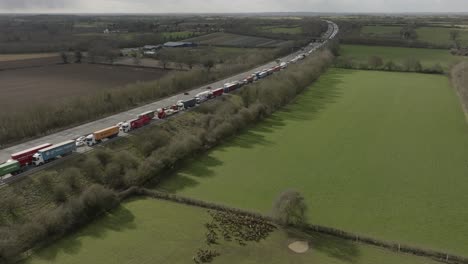 M6-Motorway-Traffic-Jam-March-UK-Warwickshire-Aerial-View-Deer-Editorial