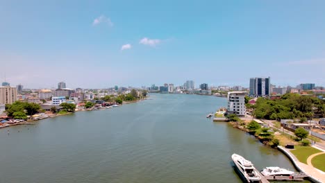 Ikoyi---Victoria-Island,-Lagos-Nigeria--April-10-2023:-Ikoyi-luxury-cityscape-through-the-waterways-around-Water-Carrington