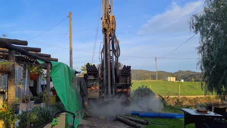 The-start-of-drilling-a-water-well-through-a-dry-rocky-ground