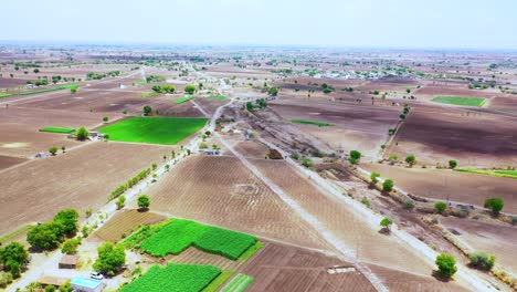 Aerial-view-of-Indian-farm-at-hot-summer-time