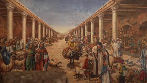 Wall-mural-in-the-Cardo-Maximus-of-Jerusalem-depicts-how-the-Cardo-might-have-looked-in-the-Byzantine-period