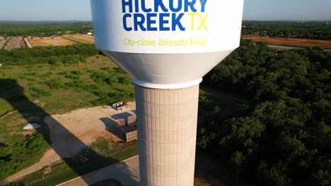 Aerial-footage-of-a-water-tower-in-Hickory-Creek-Texas