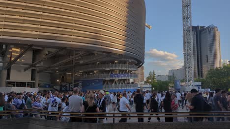 people-walking-out-bernabeu-stadium-after-Real-Madrid-match-in-Madrid-fans