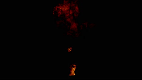 Feuerexplosion-Und-Detonation-Isoliert-Auf-Schwarzem-Hintergrund,-Perfekt-Für-Transparente-Mischungen-Mit-Der-Alpha-Matte-Option