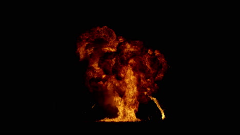 CG-Animation-Einer-Feuerexplosion-Mit-Alpha-Matte-Auf-Schwarzem-Hintergrund