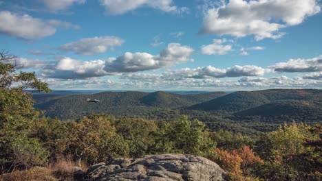 Time-Lapse-of-Beautiful-Landscaping-and-Clouds-atop-Bear-Mountain-in-Autumn