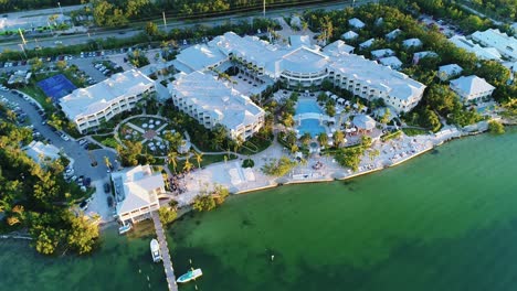 Aerial-Orbit-Revealing-Resort-at-Sunset-in-Islamorada-Florida-Keys
