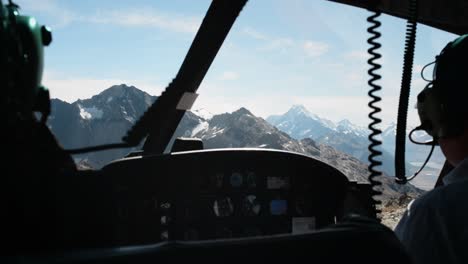 Bumpy-helicopter-landing-on-mountain-summit;-inside-view